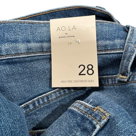 AO.LA High Rise Girlfriend Slim Jeans Fools Rush In Studded Rhinestone Cuff 28 - Picture 7 of 9